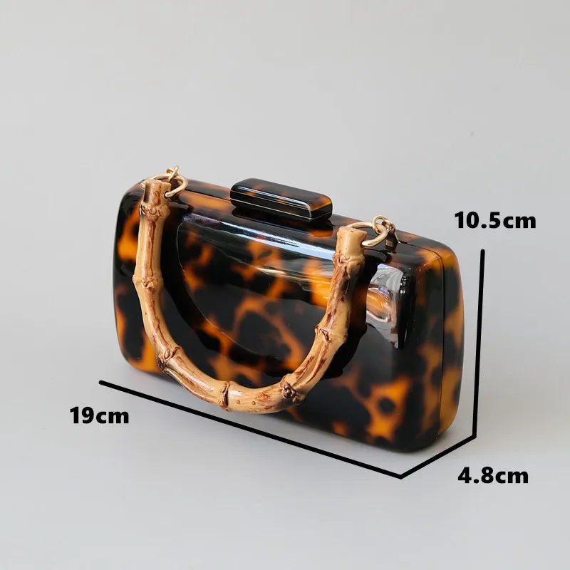 Bolsa de Acrílico Animal Print con Asa de Bambú