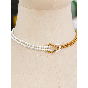 Collar Elegante Nudo con Perlas