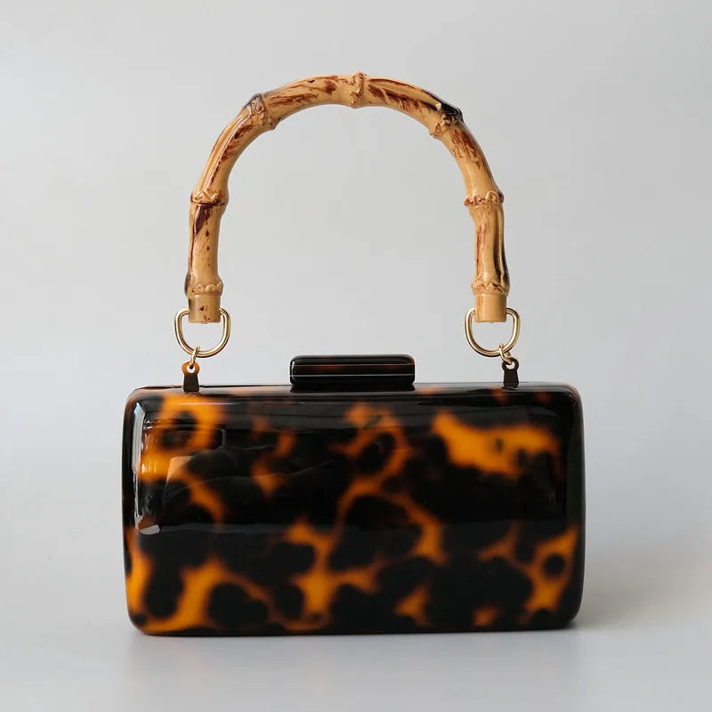 Bolsa de Acrílico Animal Print con Asa de Bambú