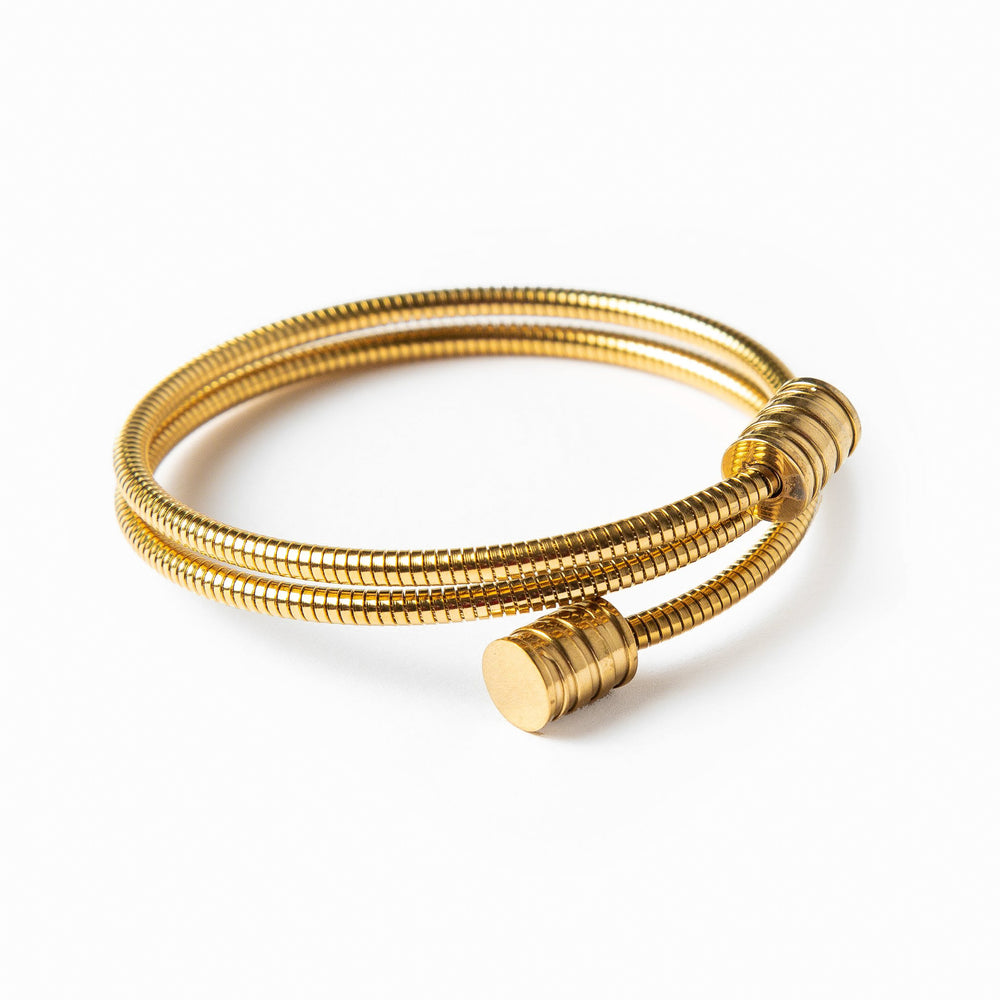 Bracelete Espiral Tríplice Banhada em Ouro 18k