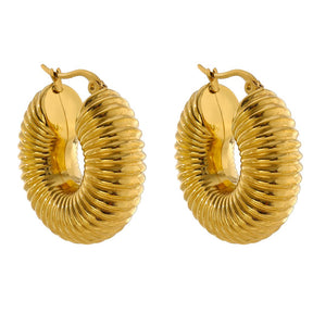 Pendientes de Argolla Bold Ziza Baño en Oro de 18k