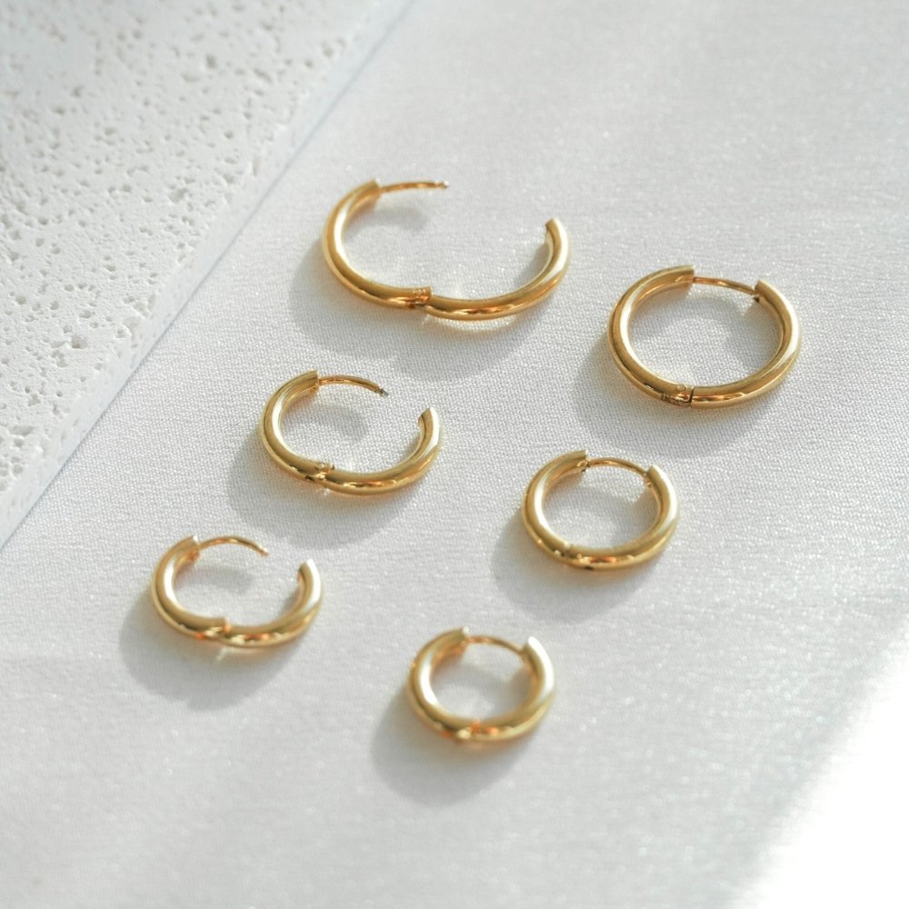 Pendientes Trio de Argollas Baño en Oro de 18k