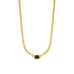 Collar Malla Piedra Ónix Baño en Oro de 18k