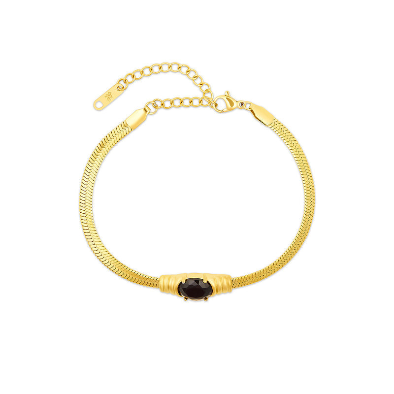 Pulsera Malla Piedra Ónix Baño en Oro de 18k