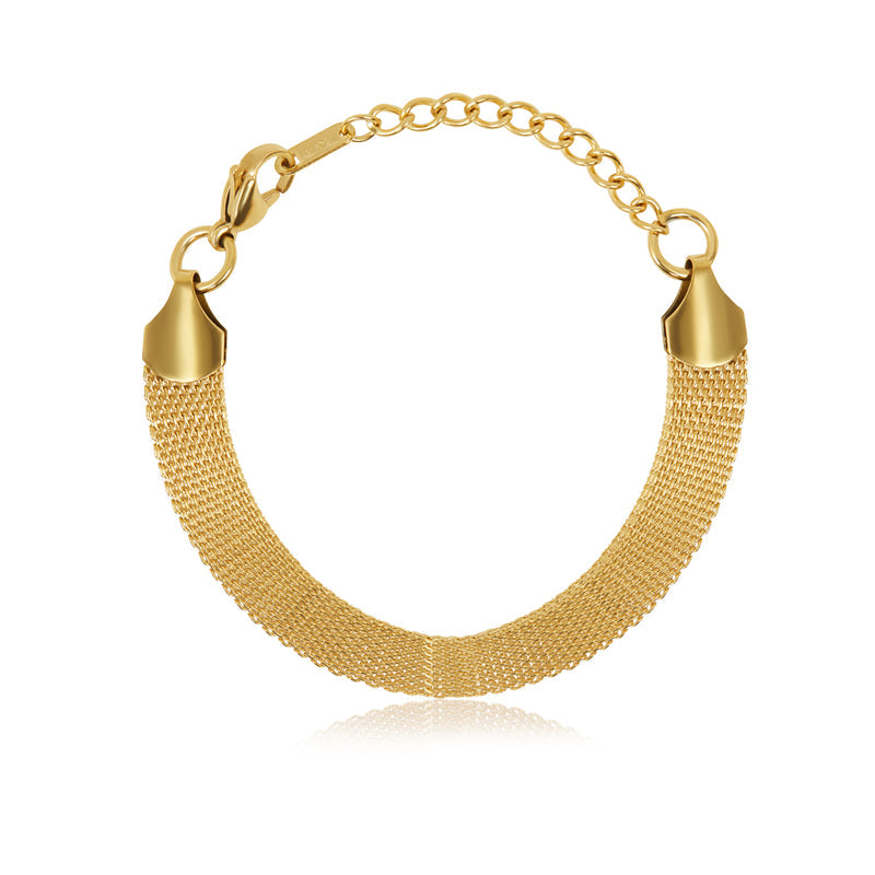 Pulseira Trama Lisa Banhada em Ouro 18k